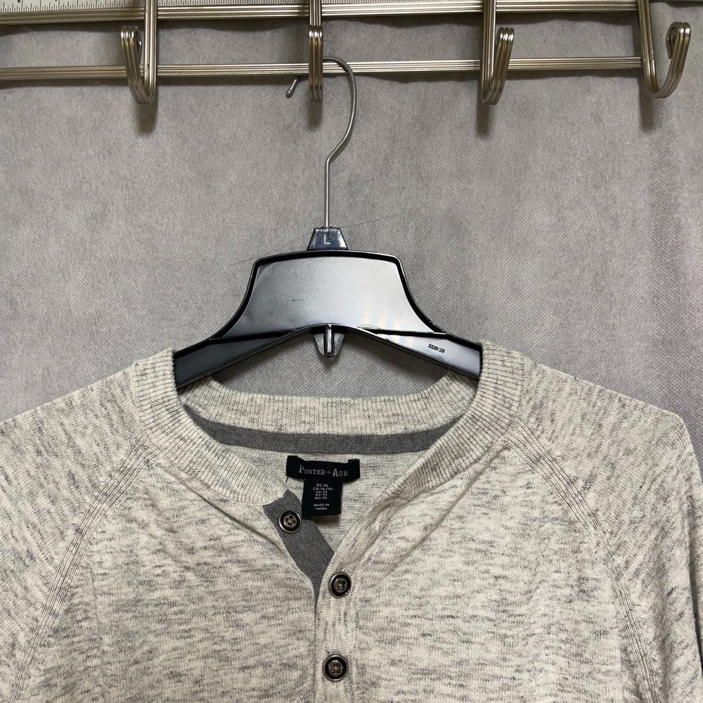 Porter‎ & Ash Shirt Men XL Gray Henley Periwinkle Sweater Golf Tee Casual Soft